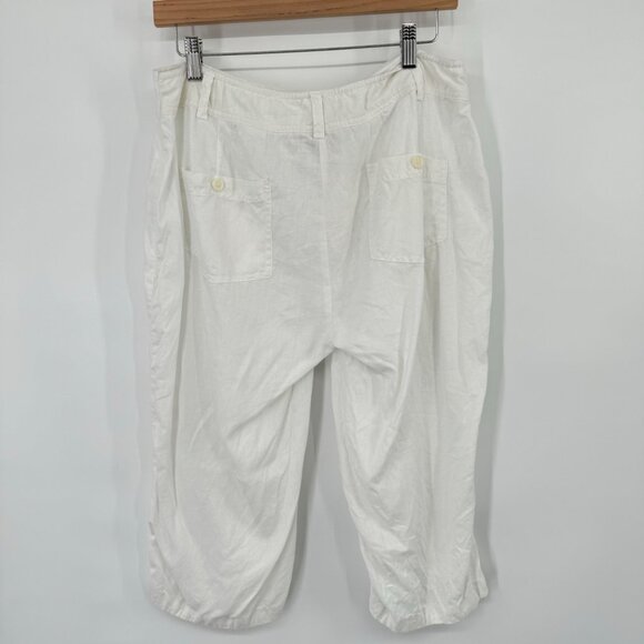 ColdWater Creek women's white linen cropped pants size 16 pockets - Picture 4 of 10